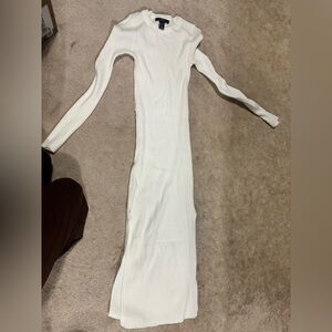 Forever 21 White Ribbed Maxi Dress